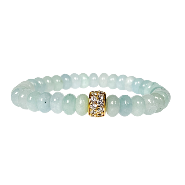 RONDELLE ON SKY BLUE JADE ELASTIC BRACELET