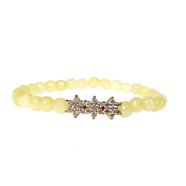 ROSITAS ON YELLOW CREAM JADE ELASTIC BRACELET