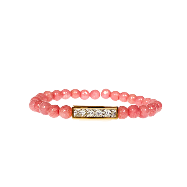MINI PRINCESS BAR ON CORAL JADE ELASTIC BRACELET