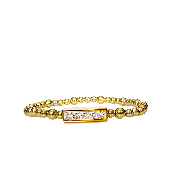 MINI PRINCESS BAR ON GOLD FILLED BEADS ELASTIC BRACELET