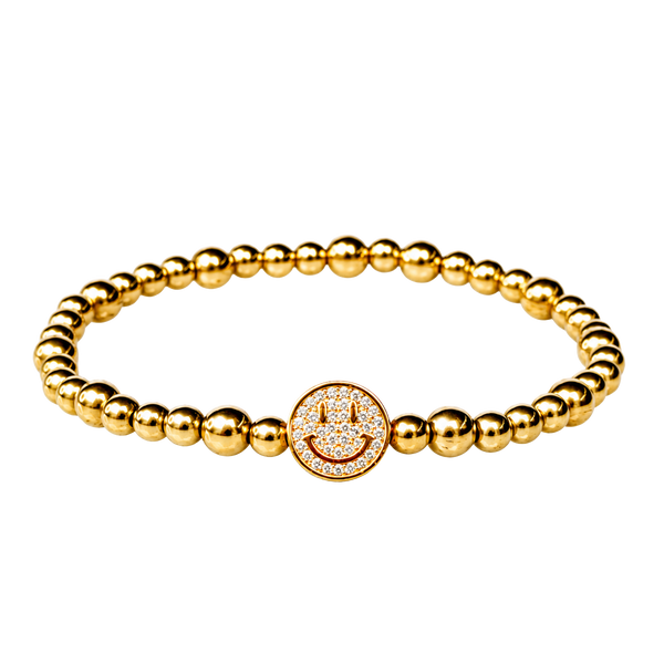 SMILEY FACE ON GOLD FILLED BEAD BRACELET