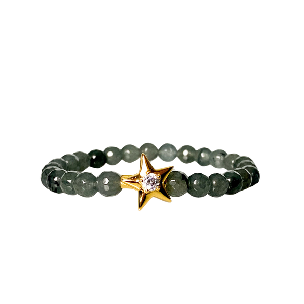 STAR ON ASH GRAY JADE ELASTIC BRACELET