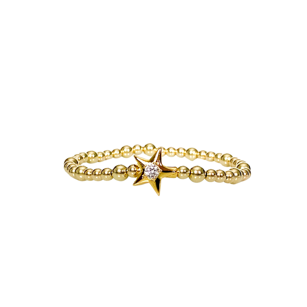 STAR ON GOLD FILLED BEADS ELASTIC BRACELET