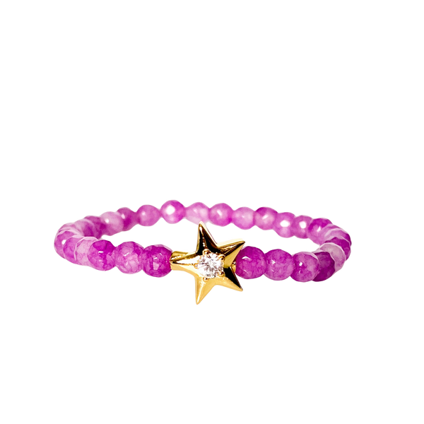 STAR ON ROSE VIOLET JADE ELASTIC BRACELET
