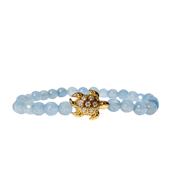 TURTLE ON COOL WATER JADE ELASTIC BRACELET