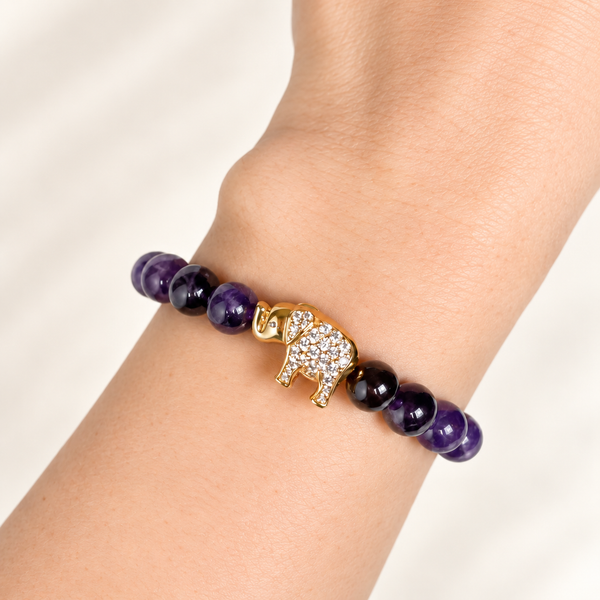 ELEPHANT ON AMETHYST BRACELET