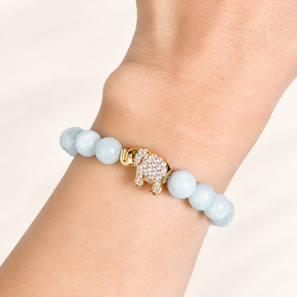 ELEPHANT ON AQUAMARINE BRACELET