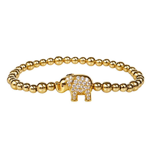 ELEPHANT ON GOLD FILLED BEAD BRACELET