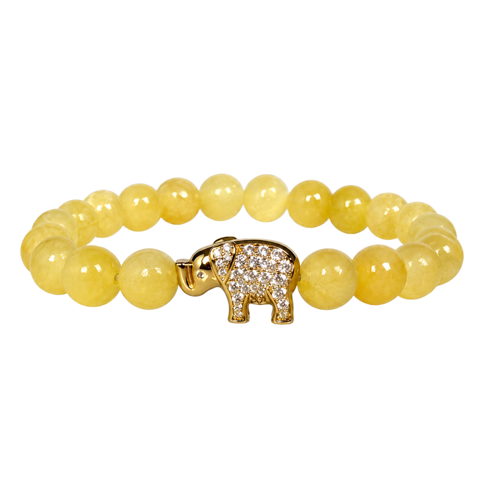 ELEPHANT ON HONEY ONYX  BRACELET