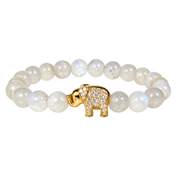 ELEPHANT ON WHITE MOONSTONE BRACELET