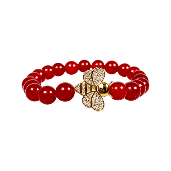 BEE ON CARNELIAN ELASTIC BRACELET