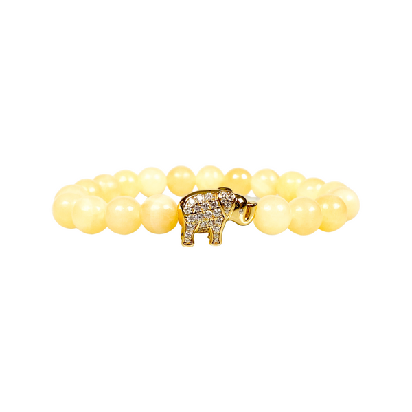 ELEPHANT ON HONEY ONYX ELASTIC BRACELET