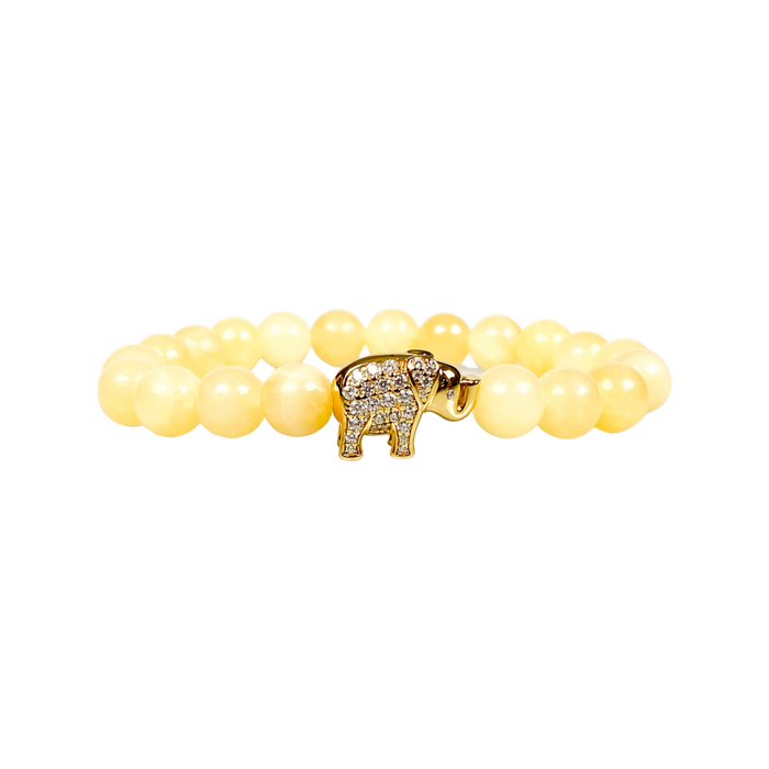 ELEPHANT ON HONEY ONYX ELASTIC BRACELET