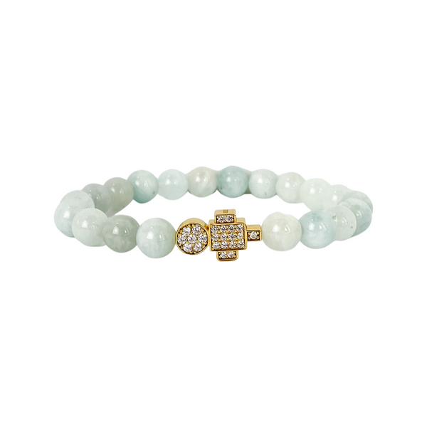 BOY CHARM ON AQUAMARINE ELASTIC BRACELET