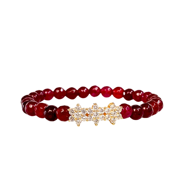 ROSITAS ON POMEGRANATE JADE ELASTIC BRACELET