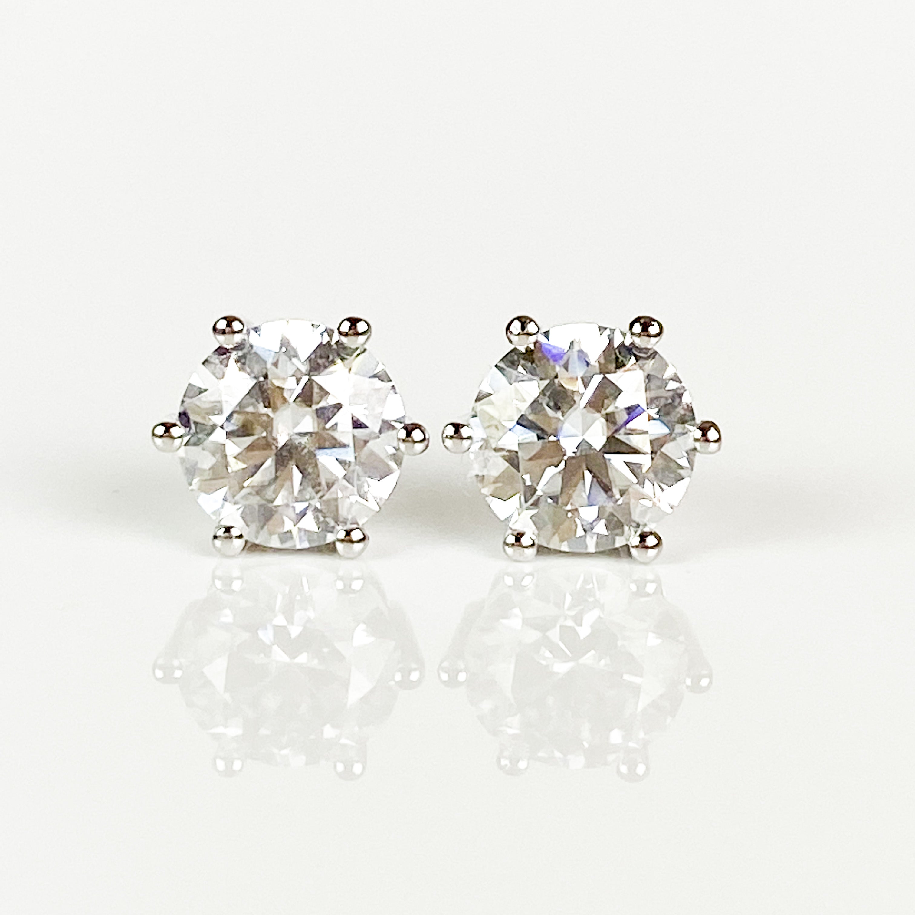 Round Moissanite Studs (1 Carat Per Earring)