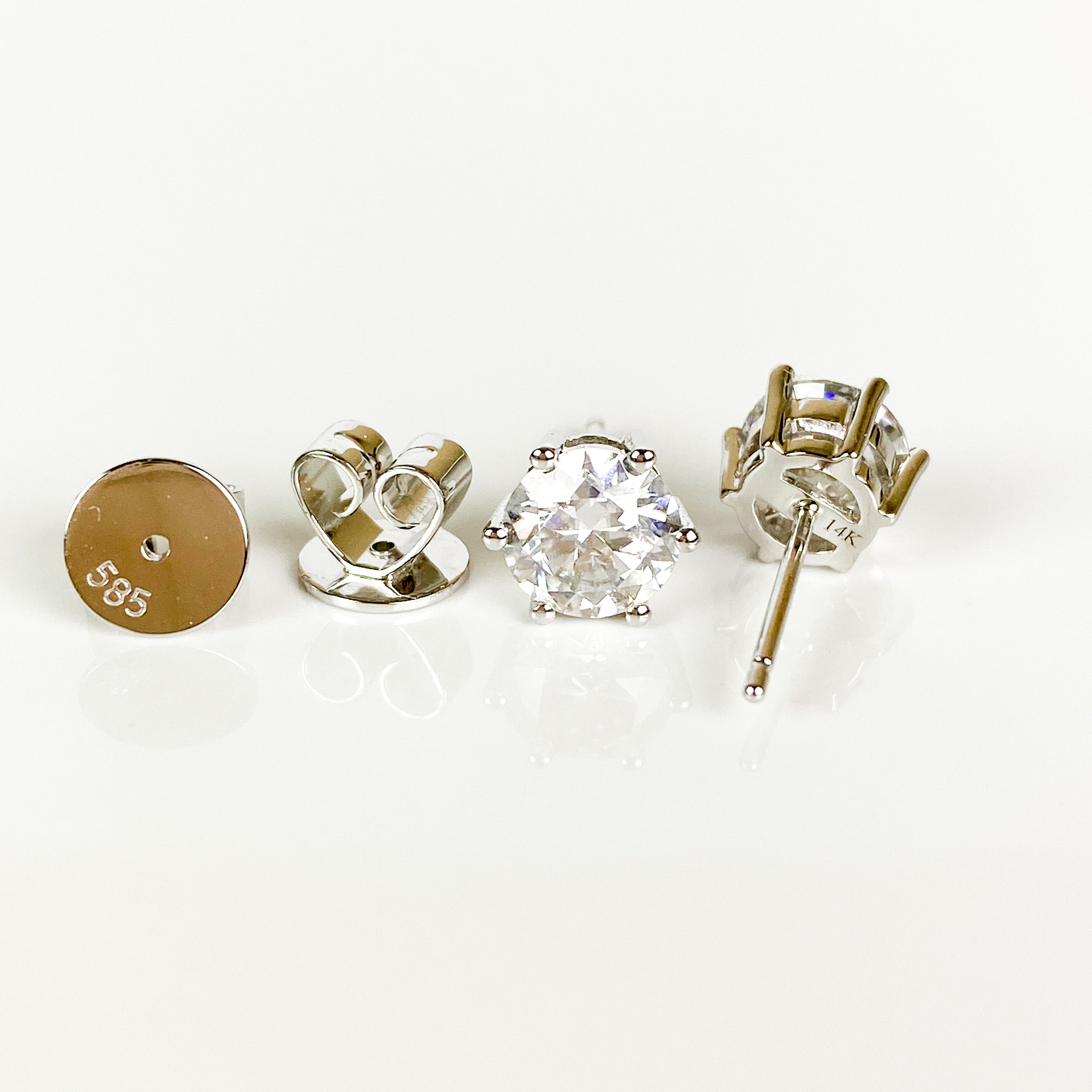 Round Moissanite Studs (1 Carat Per Earring)