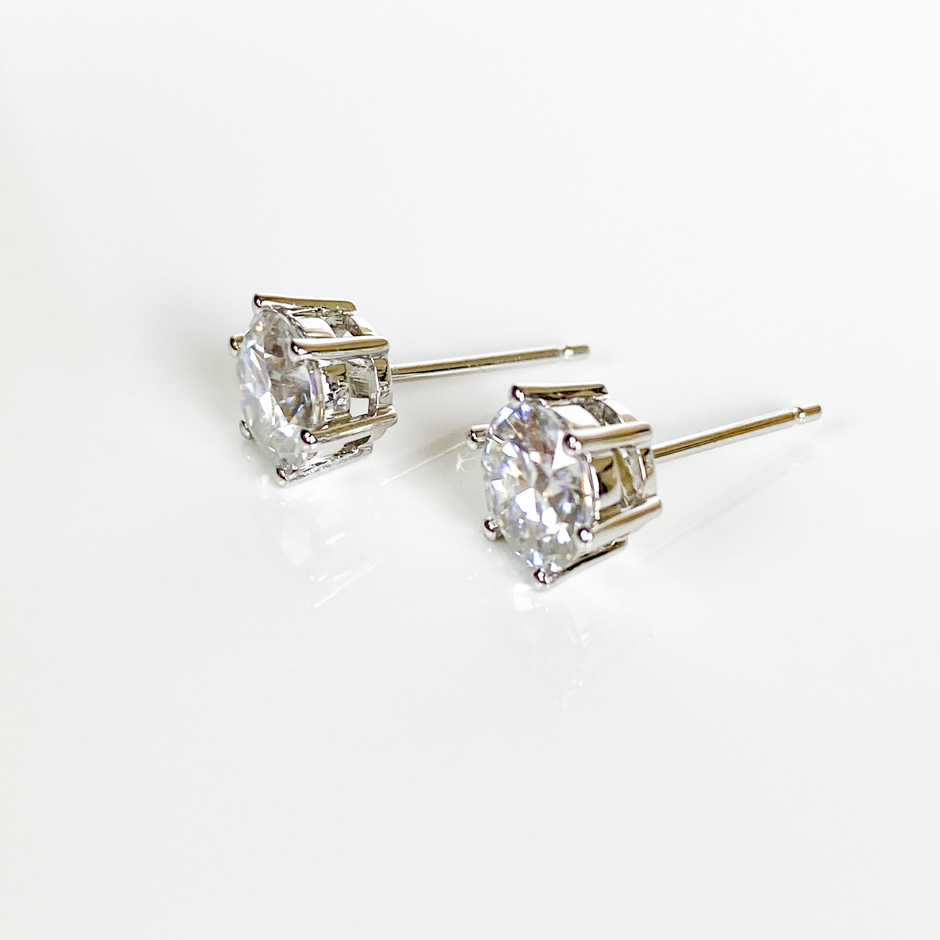 Round Moissanite Studs (1 Carat Per Earring)