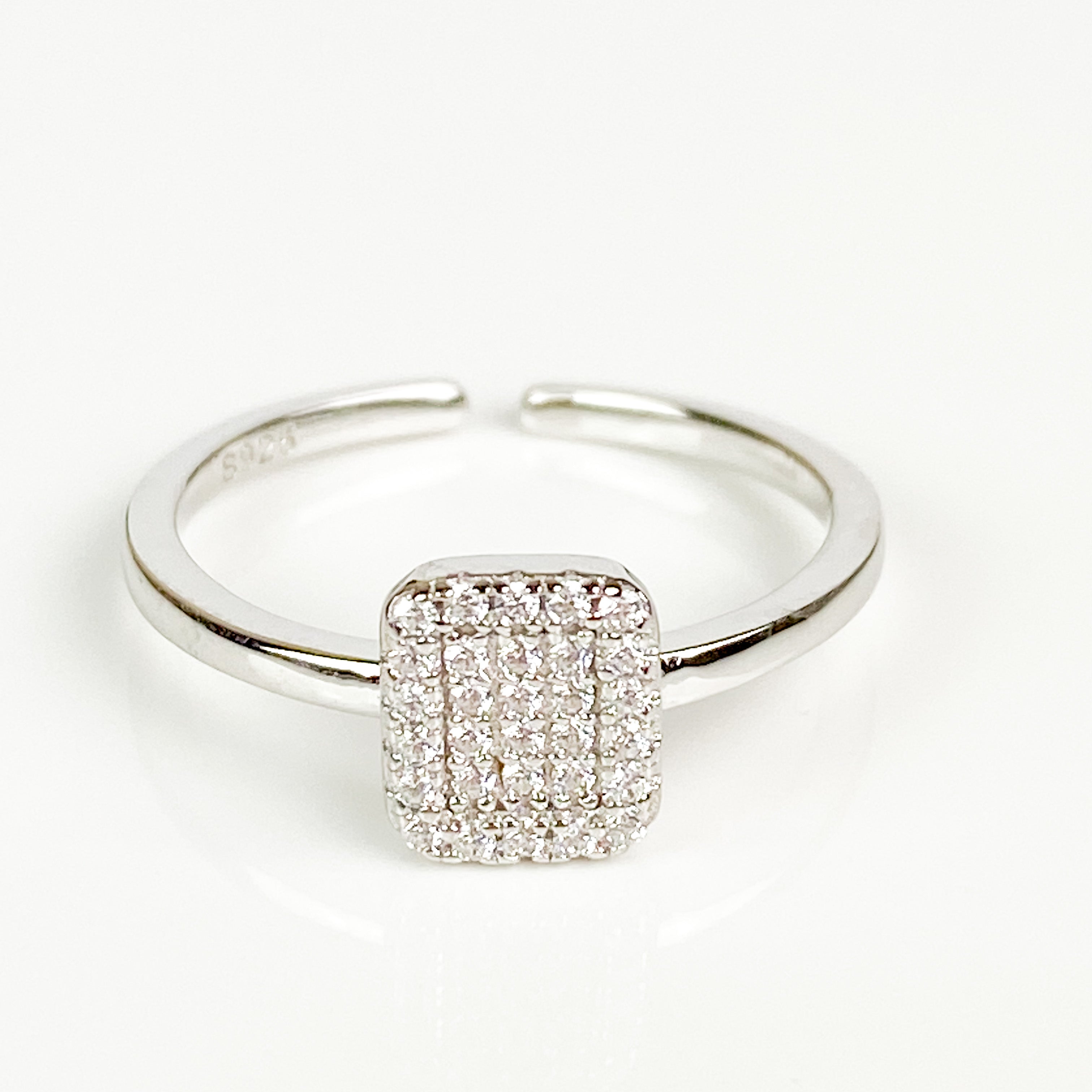 Rectangle Pave Ring Silver