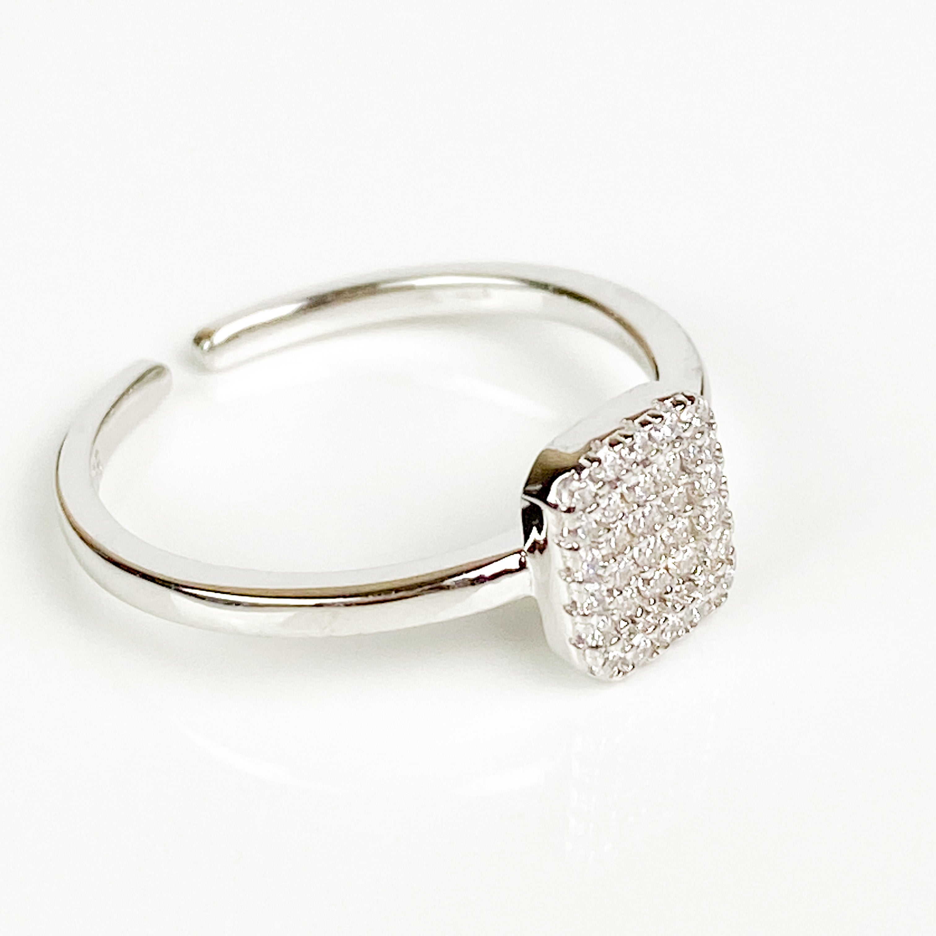 Rectangle Pave Ring Silver