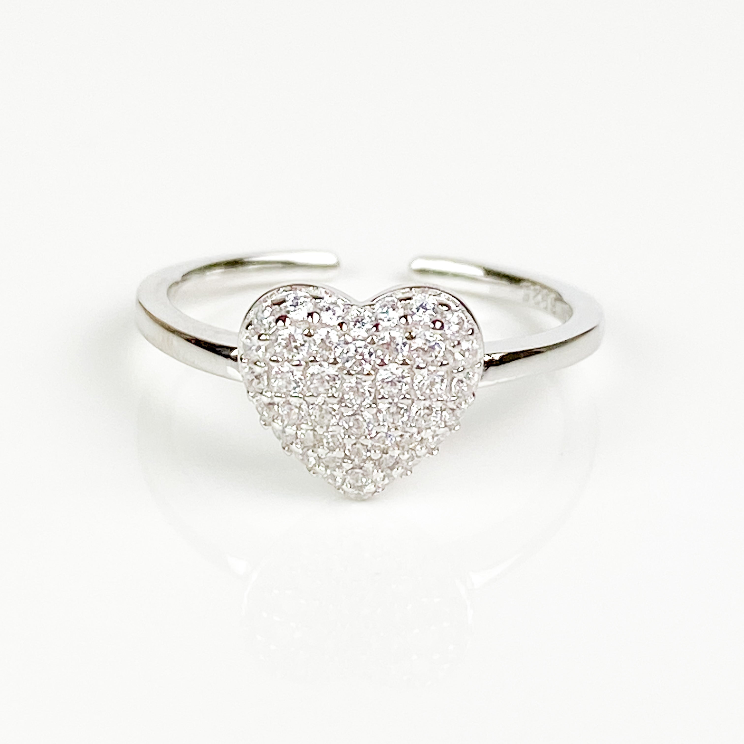 Heart Pave Ring Silver