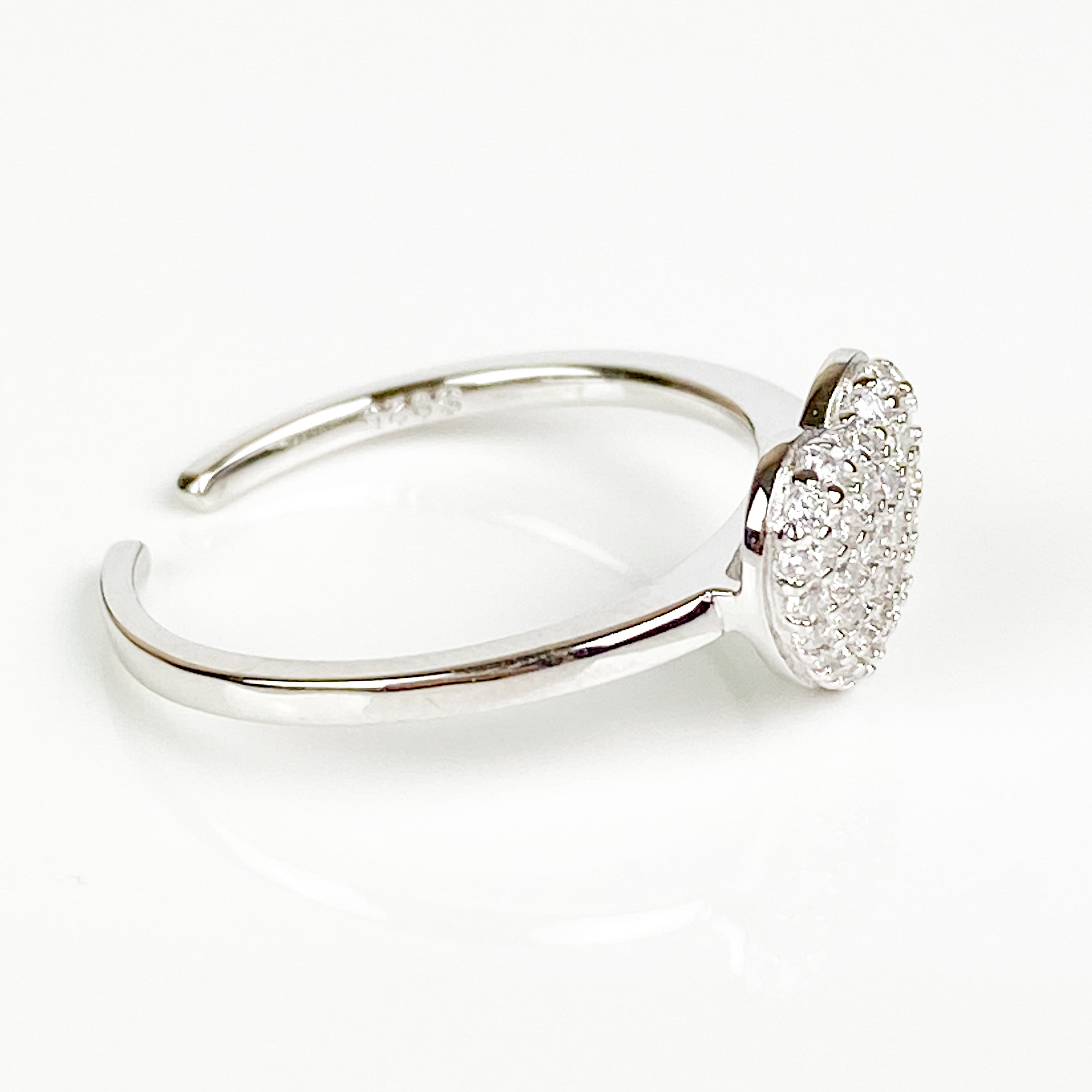 Heart Pave Ring Silver