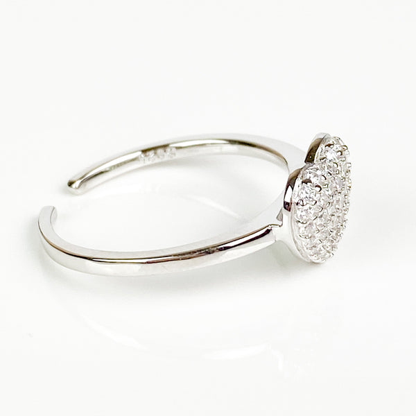 Heart Pave Ring Silver