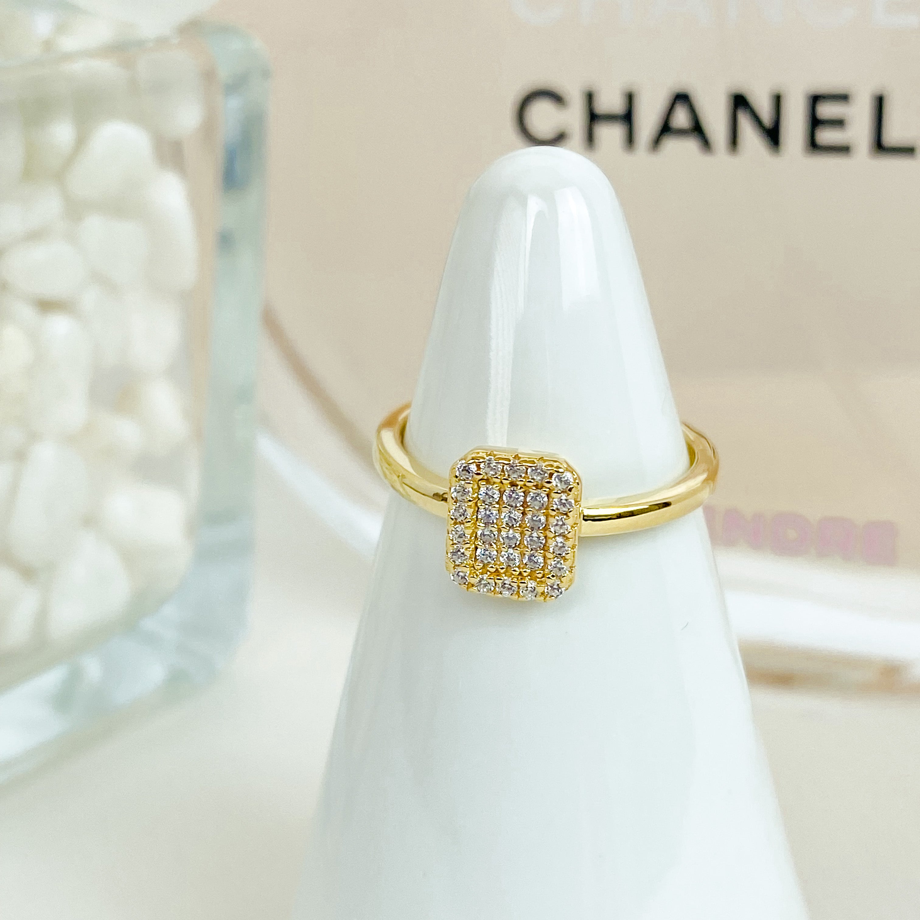 Rectangle Pave Ring Vermeil