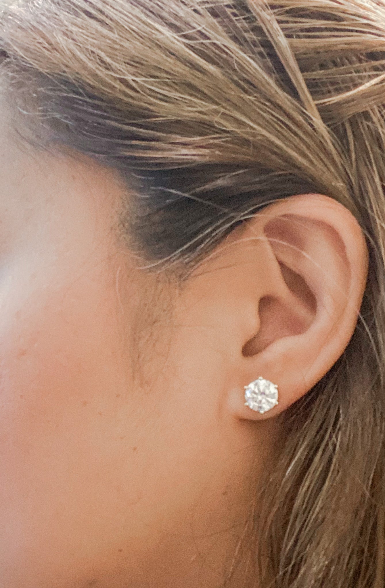 Round Moissanite Studs (2 Carats Per Earring)