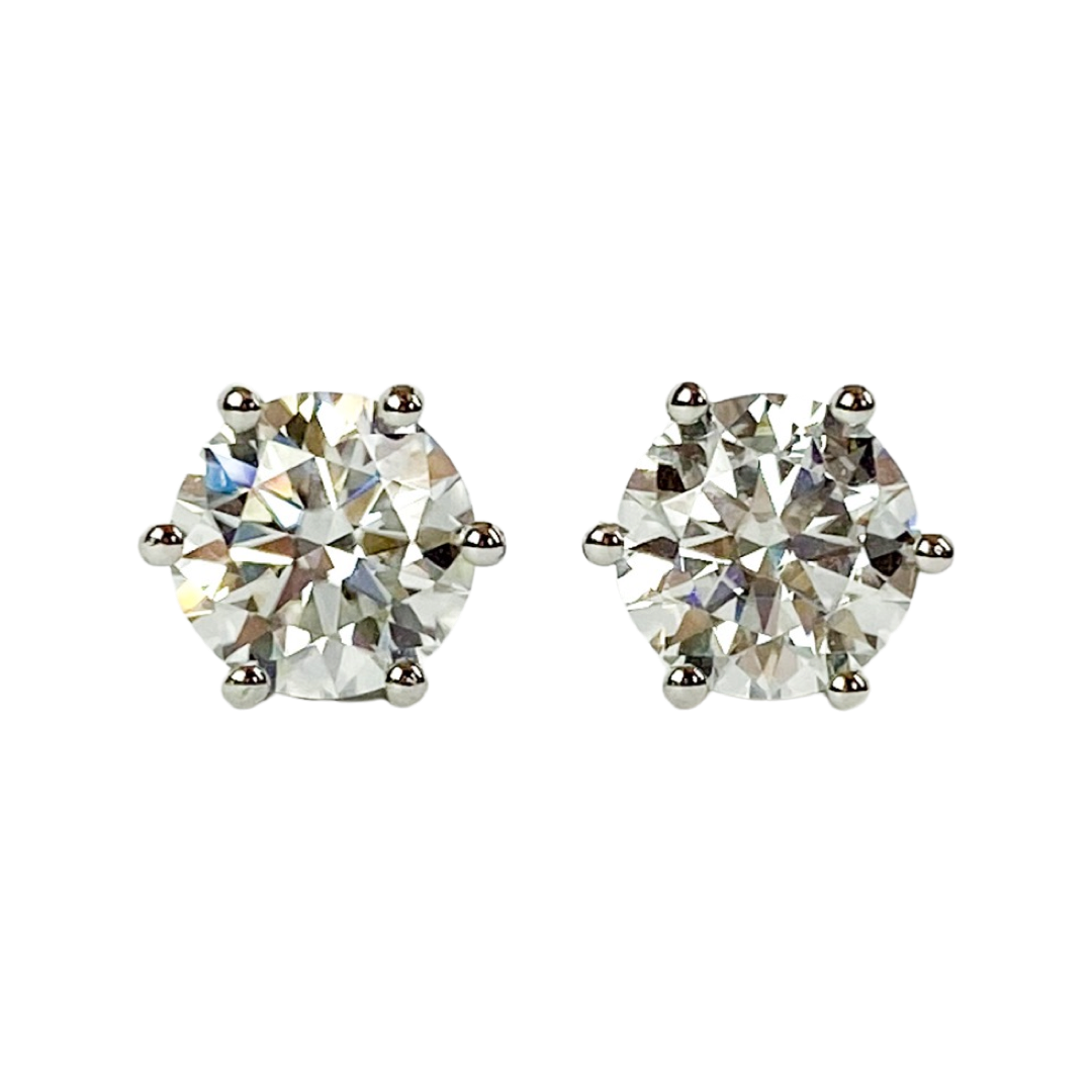 Round Moissanite Studs (1 Carat Per Earring)